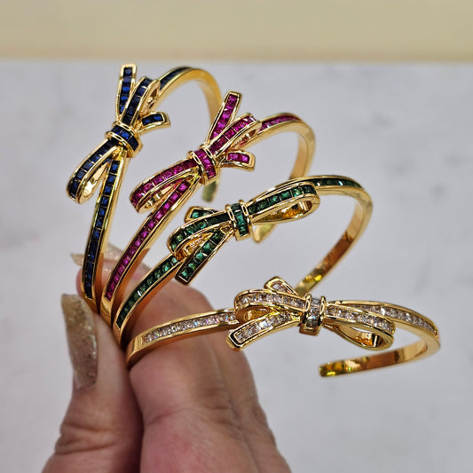 Pulsera Baño de Oro Cristal Austriaco Lazo
