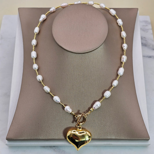 Collar Baño de Oro Broche Corazon