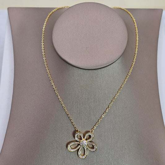 Collar Baño de Oro Cristal Austriaco Flor Pequeña