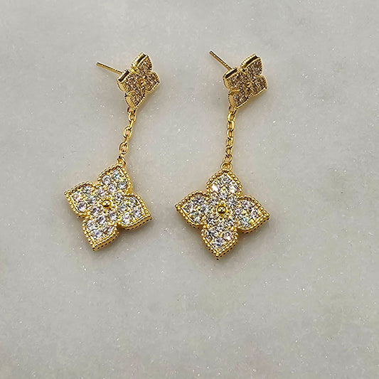 Aro Baño de Oro Cristal Austriaco Trebol