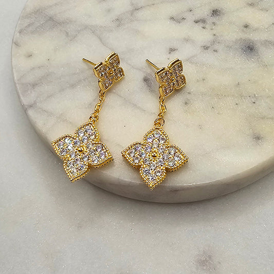 Aro Baño de Oro Cristal Austriaco Trebol