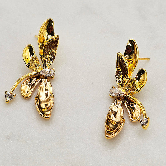 Aro Baño de Oro Cristal Austriaco Libelula