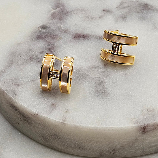 Aro Baño de Oro Lineas Nacar Rosado