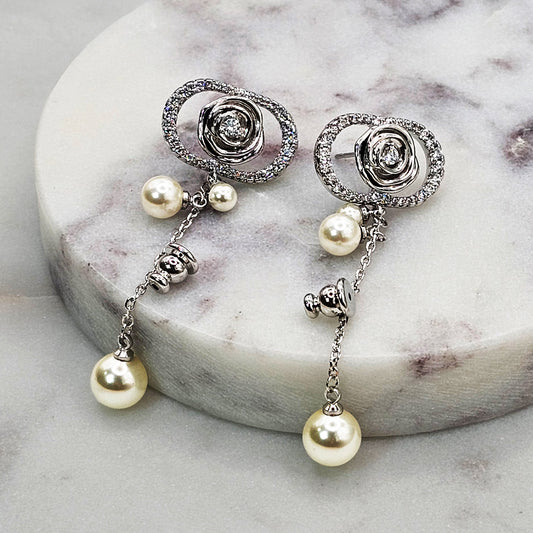 Aro Baño Plata Rodinada Perlas