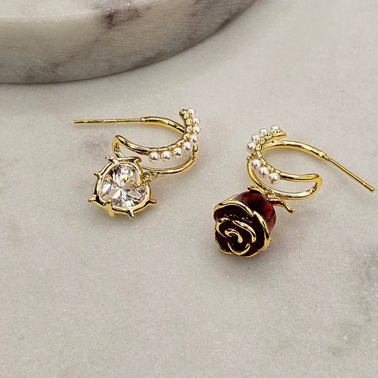 Aro Baño de Oro Argolla Perlas Desigual