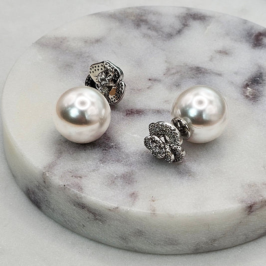 Aro Baño Plata Rodinada Cristal Austriaco Rosa Perla Grande