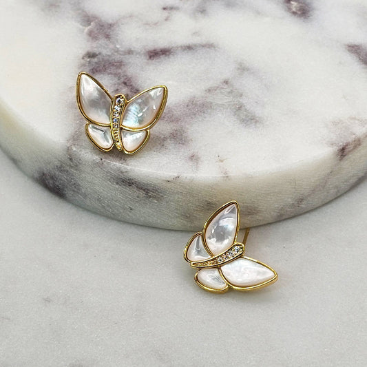 Aro Baño de Oro Mariposa Anacarada