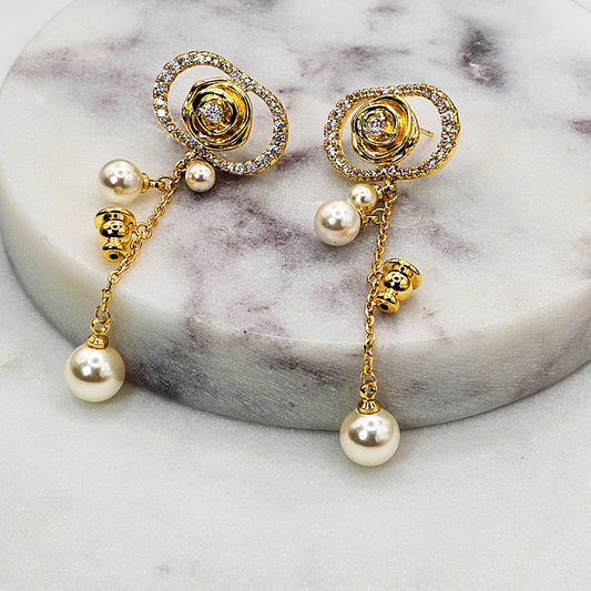 Aro Baño de Oro Perlas