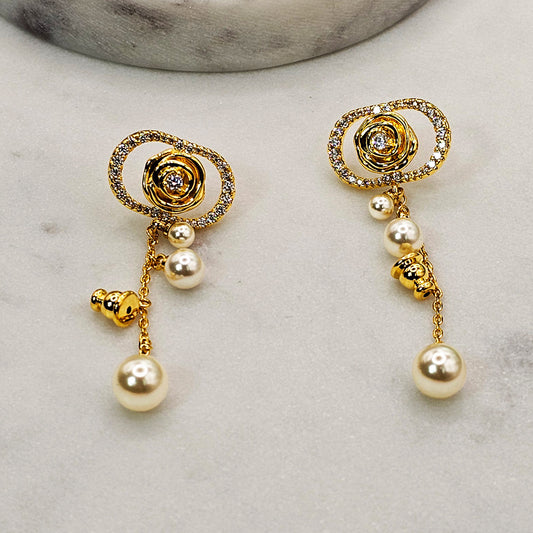 Aro Baño de Oro Perlas