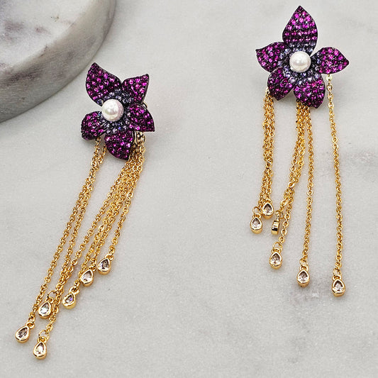 Aro Baño de Oro Cristal Austriaco Flor Ilusion