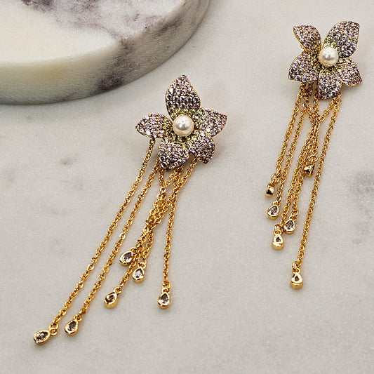 Aro Baño de Oro Cristal Austriaco Flor Ilusion