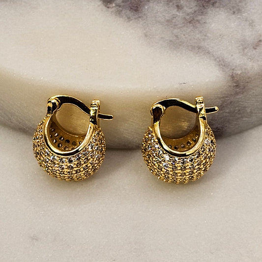 Aro Baño de Oro Cristal Austriaco Argolla Ovalada