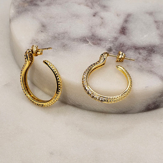 Aro Baño de Oro Cristal Austriaco Argolla Serpiente