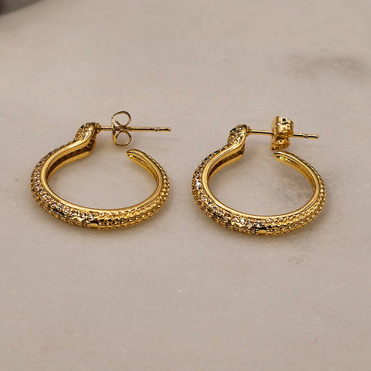 Aro Baño de Oro Cristal Austriaco Argolla Serpiente