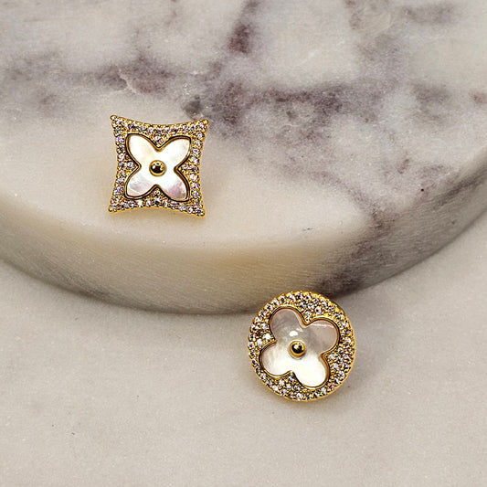 Aro Baño de Oro Cristal Austriaco Trebol Desigual