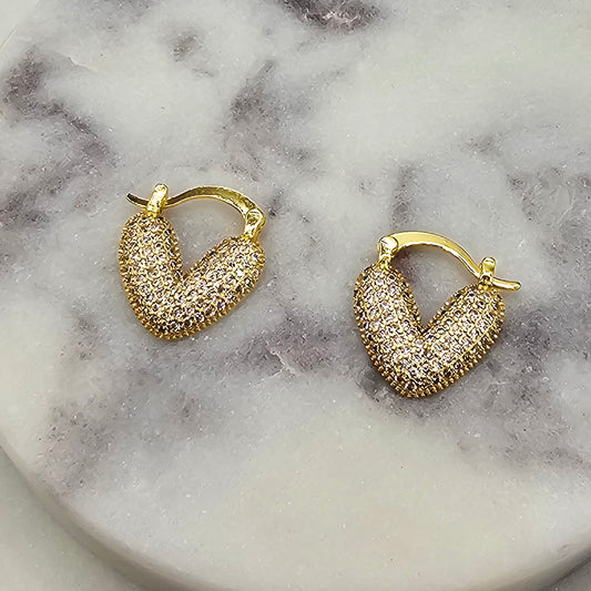 Aro Baño de Oro Cristal Austriaco Argolla Corazon Dorado