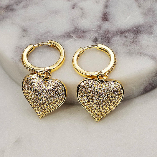 Aro Baño de Oro Cristal Austriaco Argolla Corazon