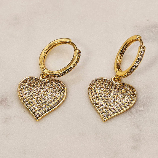 Aro Baño de Oro Cristal Austriaco Argolla Corazon