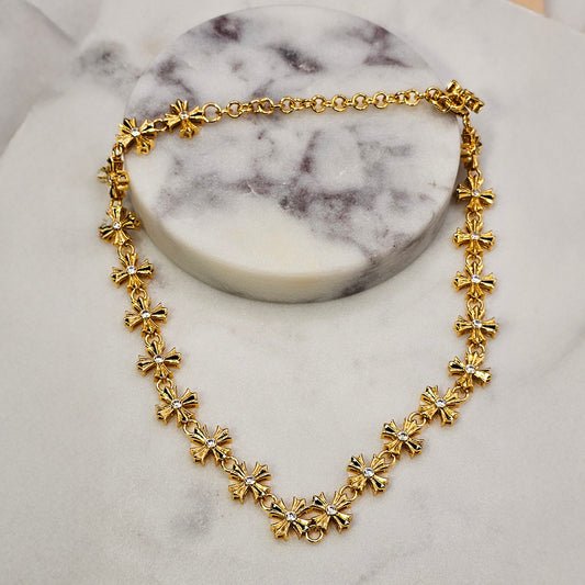 Collar Baño de Oro Cristal Austriaco Flor