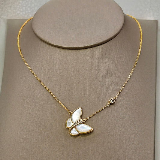 Collar Baño de Oro Cristal Austriaco Mariposa Anacarada