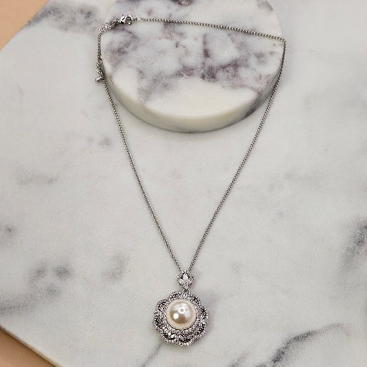 Collar Baño de Plata Rodinada Cristal Austriaco Talisman