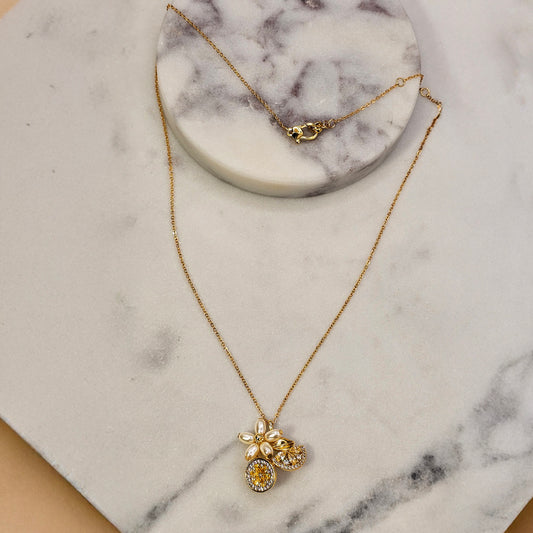 Collar Baño de Oro Cristal Austriaco Flor