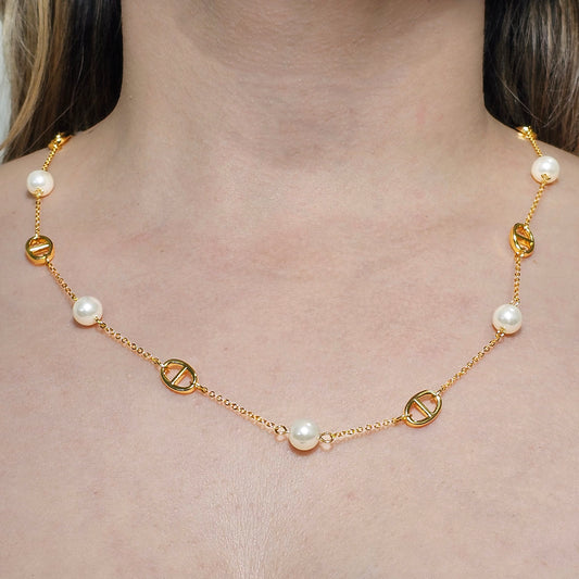 Collar Baño de Oro Perlas