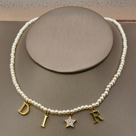 Collar Baño de Oro Perlas Finas con dije