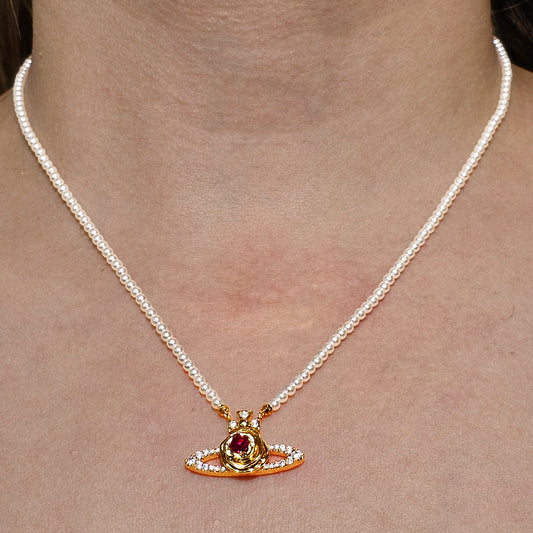 Collar Baño de Oro Perlas Cristal