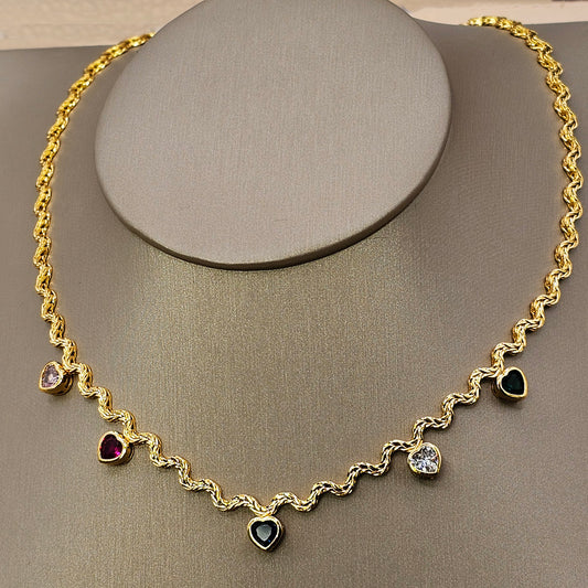 Collar Baño de Oro Cristal Austriaco Punto de Luz