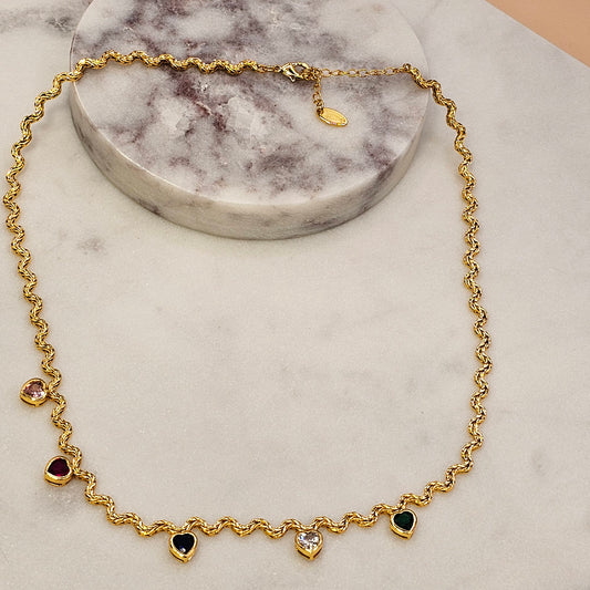 Collar Baño de Oro Cristal Austriaco Punto de Luz