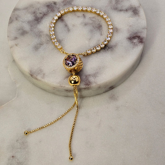 Pulsera Baño de Oro Cristal Austriaco Cinta Ajustable