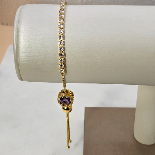 Pulsera Baño de Oro Cristal Austriaco Cinta Ajustable