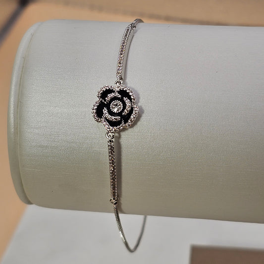 Pulsera Baño de Plata Rodinada Cristal Austriaco Rosa