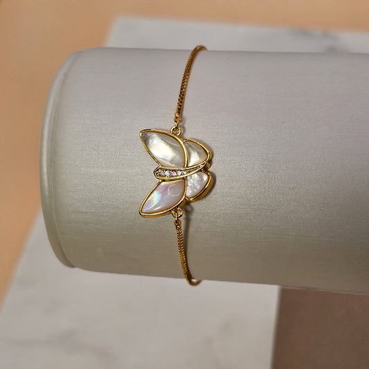 Pulsera Baño de Oro Mariposa Nacar