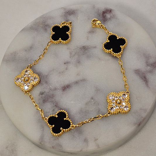 Pulsera Baño de Oro Cristal Austriaco Flor