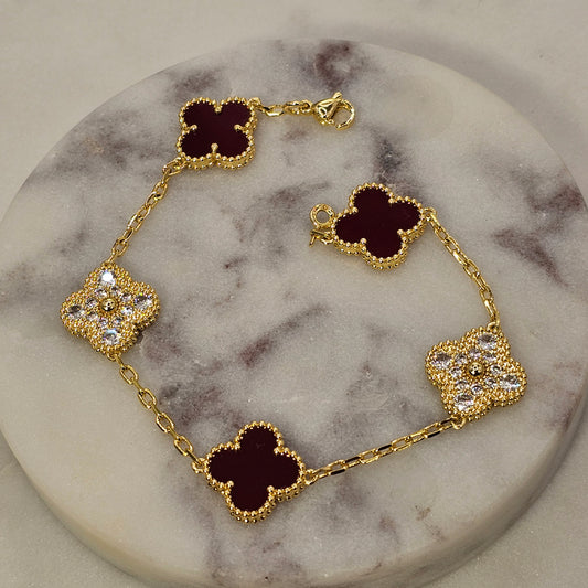 Pulsera Baño de Oro Cristal Austriaco Flor