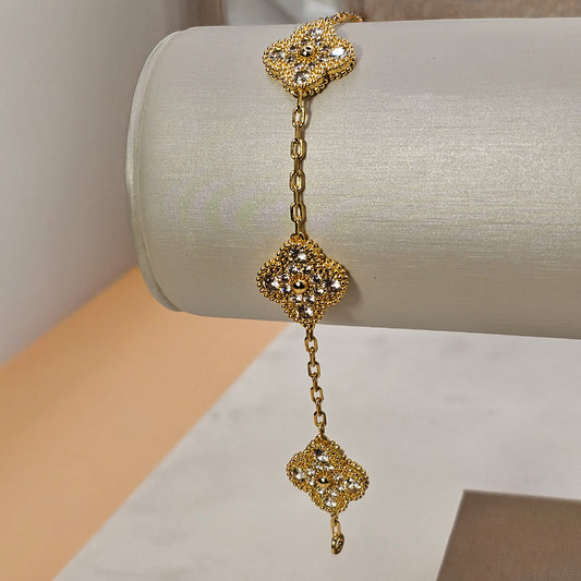 Pulsera Baño de Oro Cristal Austriaco Flor