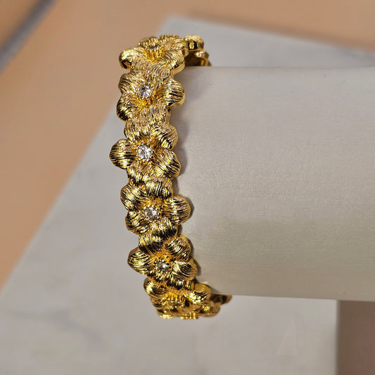 Pulsera Baño de Oro Cristal Austriaco esclava Flor