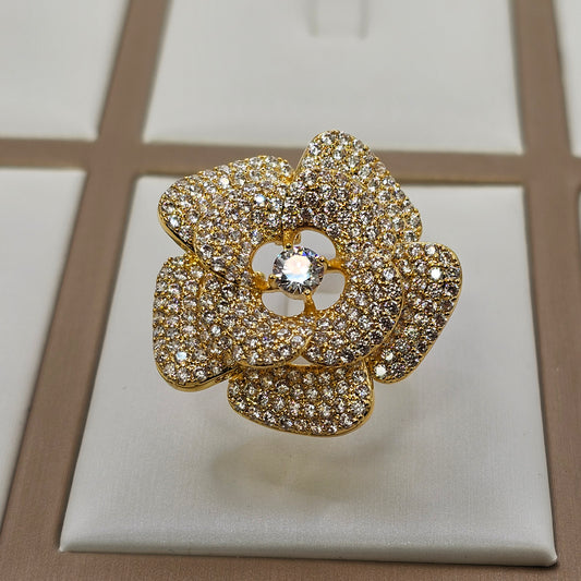 Anillo Baño de Oro Cristal Austriaco Rosa