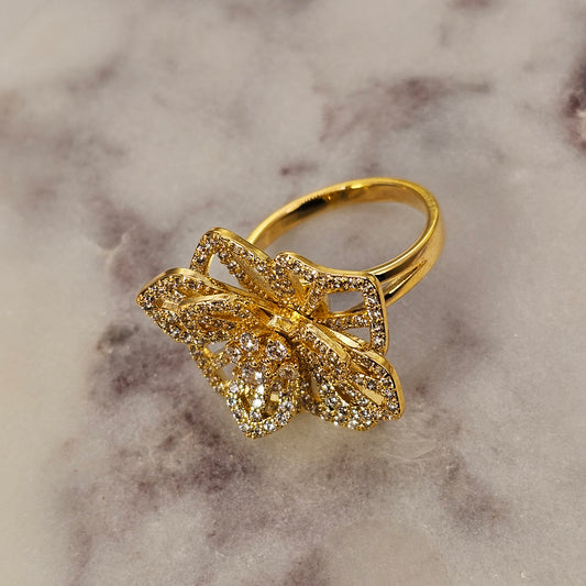 Anillo Baño de Oro Cristal Austriaco Flor