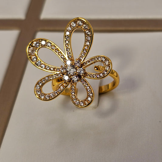Anillo Baño de Oro Cristal Austriaco Flor