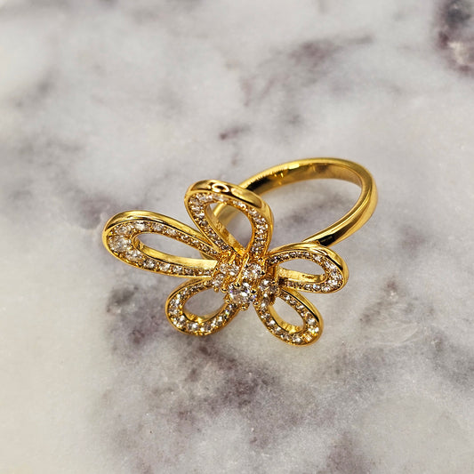 Anillo Baño de Oro Cristal Austriaco Flor