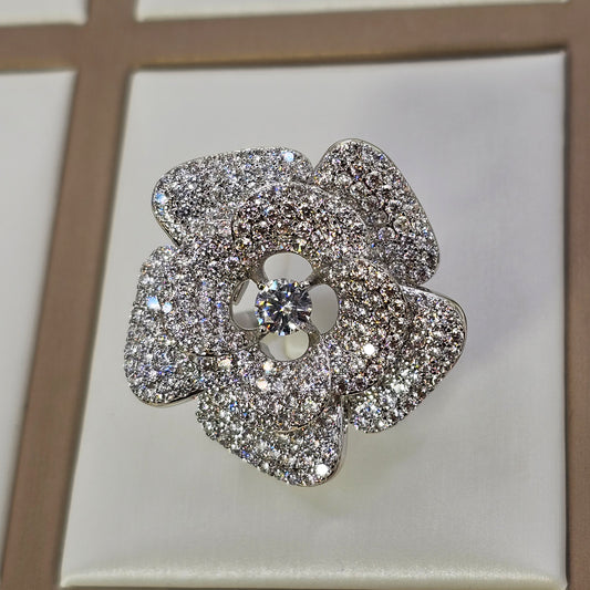 Anillo Baño de Oro Cristal Austriaco Rosa