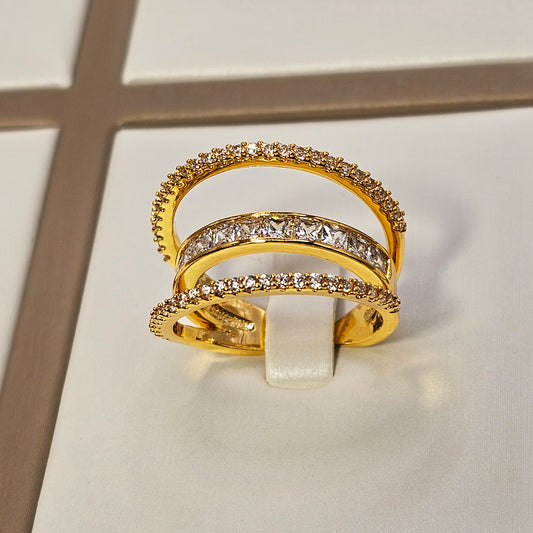 Anillo Baño de Oro Cristal Austriaco Desigual