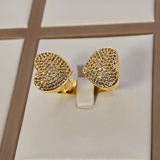 Anillo Baño de Oro Cristal Austriaco Corazon