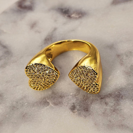 Anillo Baño de Oro Cristal Austriaco Corazon