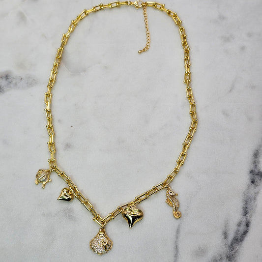 Collar Baño de Oro Charms Encanto del Oceano