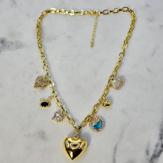 Collar Baño de Oro Combinacion Amor Mix Marino