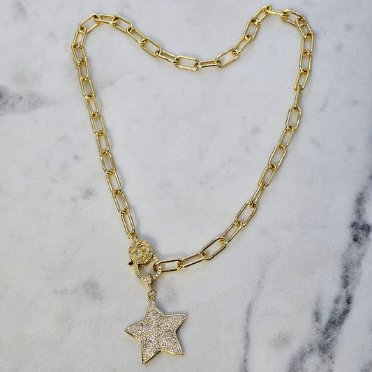 Collar Baño de Oro Cristal Austriaco Estrella Candado